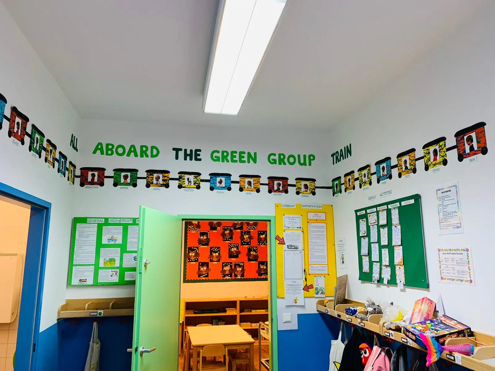 Green Group Board Display at Vienna English Preschool