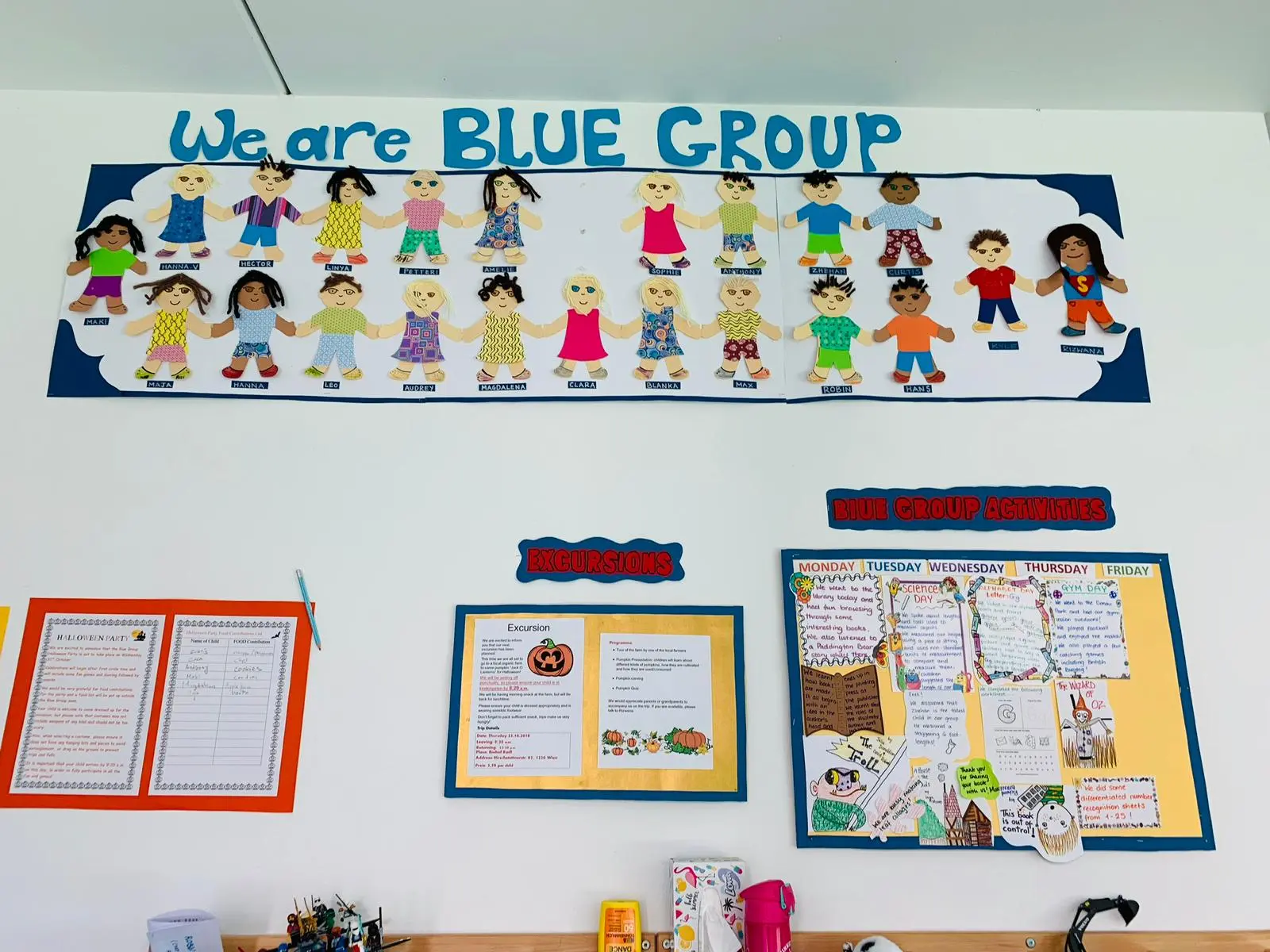 Blue Group Board Display at Vienna English Preschool